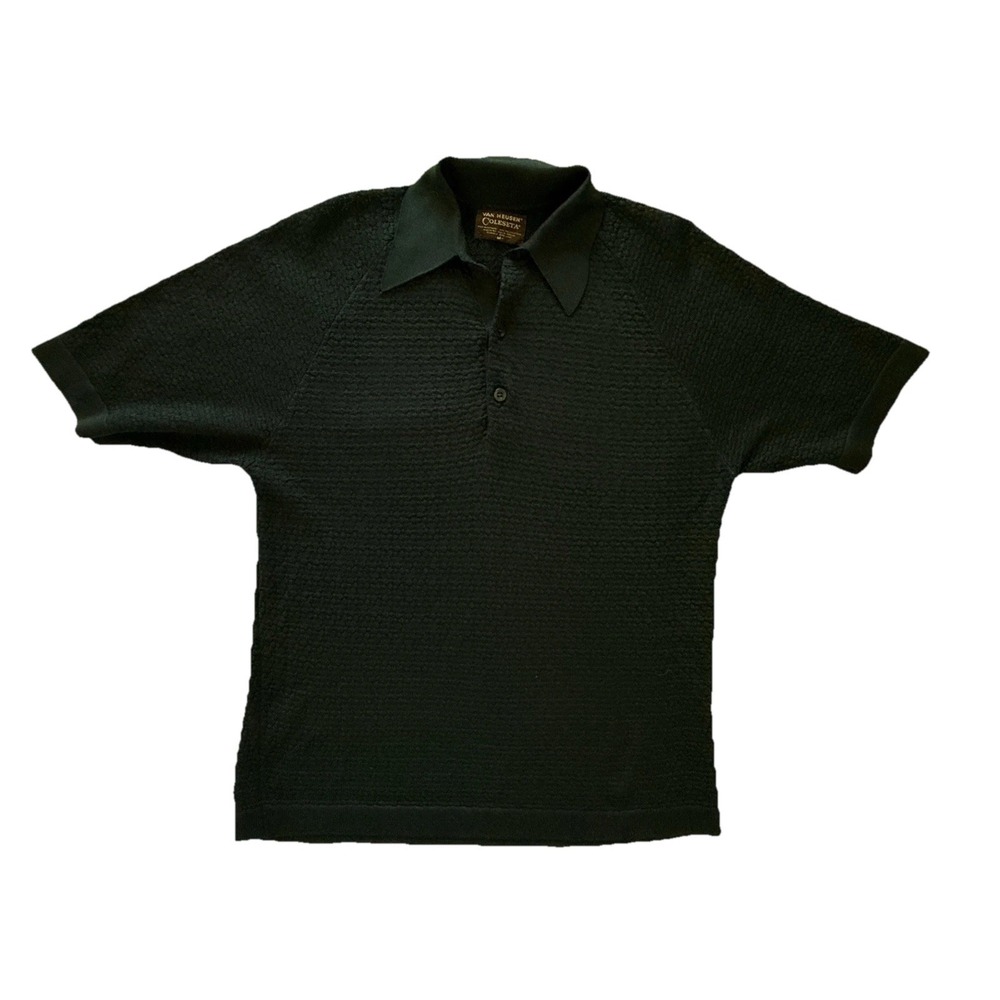 VTG 60s Van Heusen Colesta Navy Sheer Mesh Knit Polo Shirt Medium Mod Rockabilly